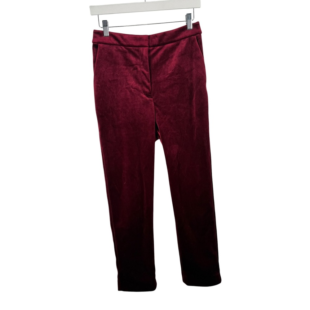 Express Editor Straight Super High Rise Maroon Velvet Dress Pants Womens 6 - Picture 2 of 13